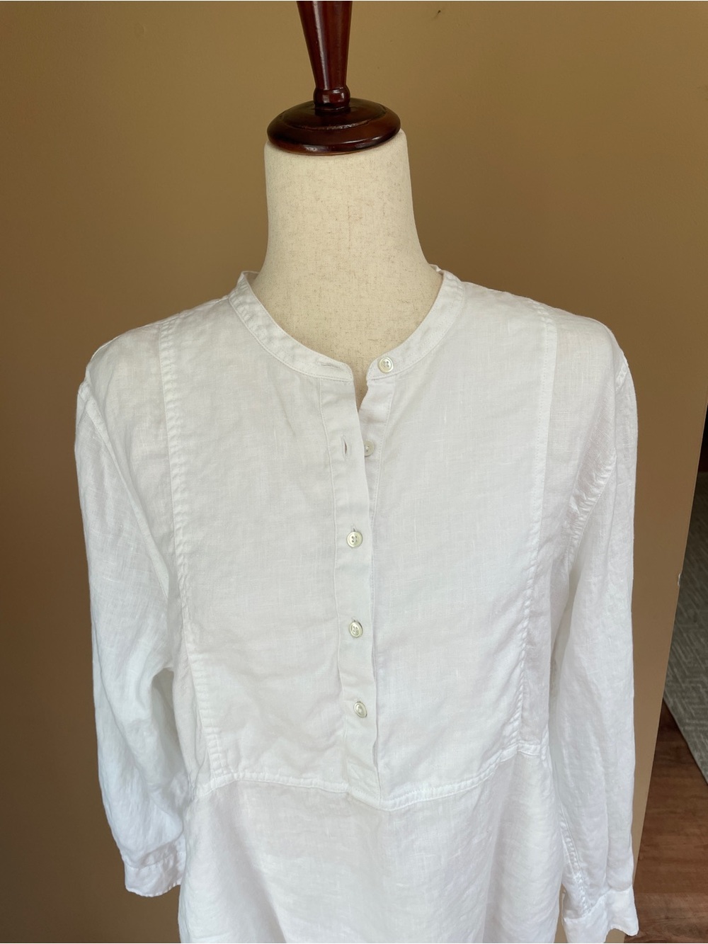 Guideboat Co. Womens Linen Tunic Blouse Top Large White Coastal‎ Beachy Pockets - Picture 3 of 11